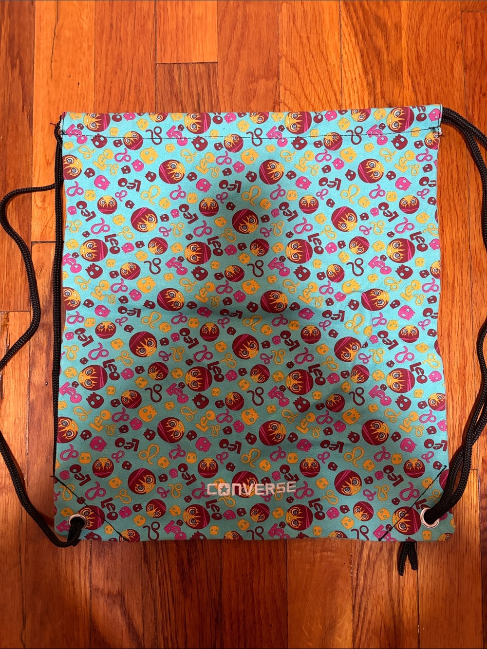 Converse Teal Drawstring Backpack with Pink and Yellow Accents